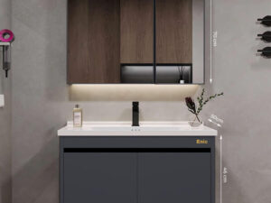 Tủ phòng tắm thông minh Enic ST01 nhôm (80cm - Gương thường màu xám)